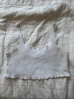 Princess Polly White Waffle Knit Cropped Tank